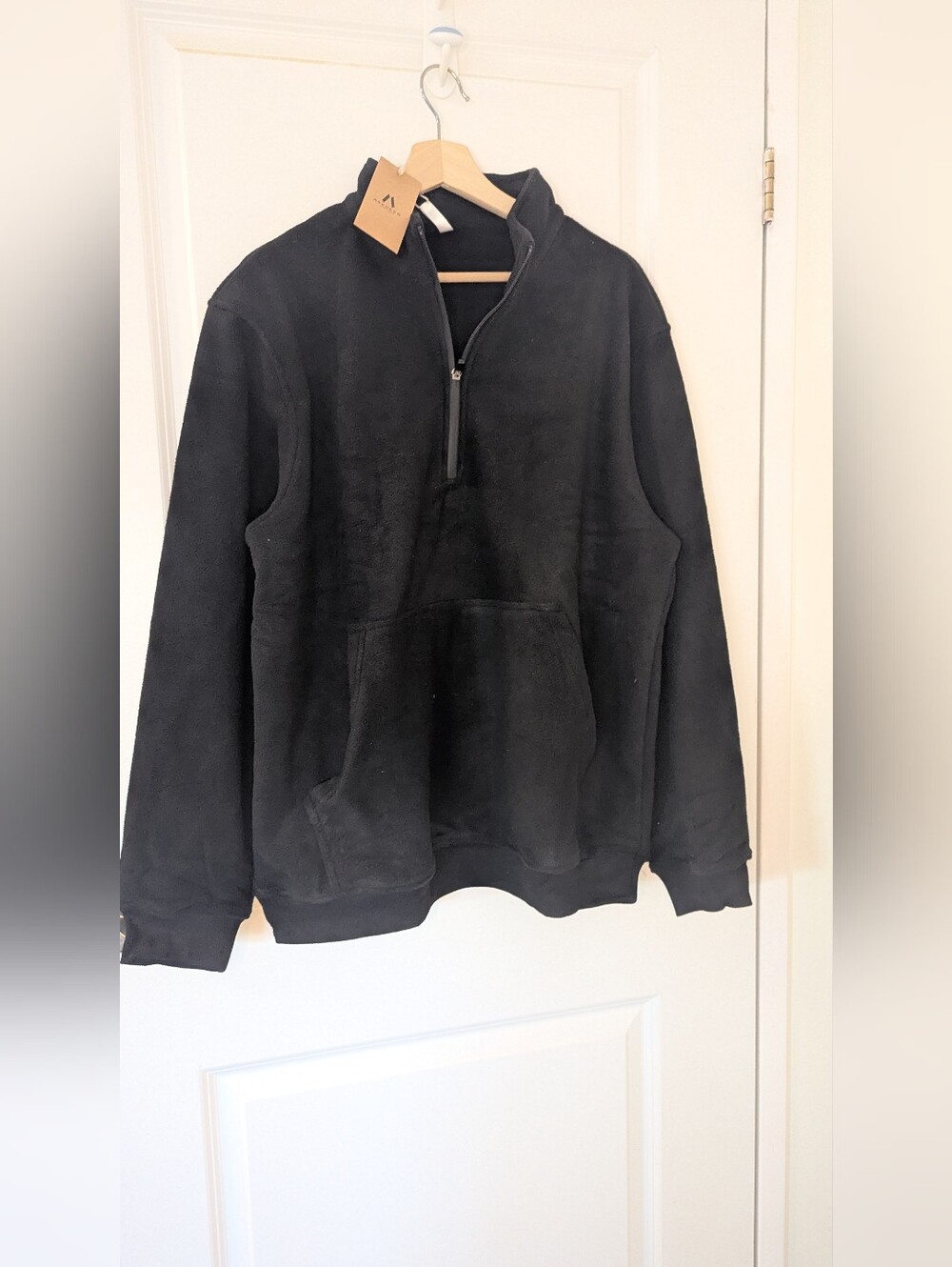 ASKDEER Men's Black 1/4 Zip Pullover Sweatshirt NWT Large